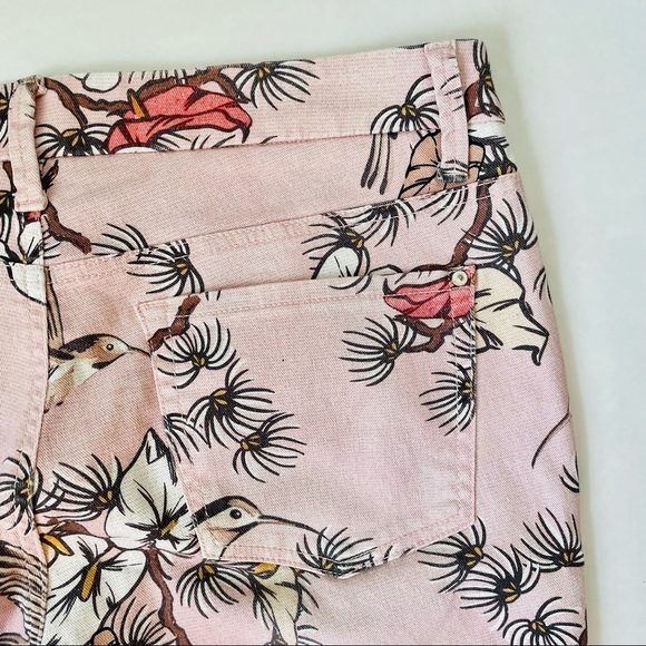 CAMBIO Lillian Cropped Blush Pink Floral Fauna Print Jeans 12 - Picture 10 of 11